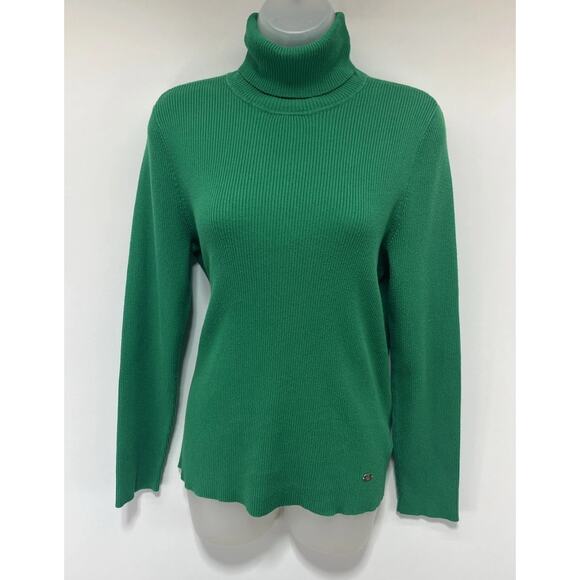 Lauren Ralph Lauren turtleneck cotton knit sweater size XL (women's) Green - Picture 1 of 6